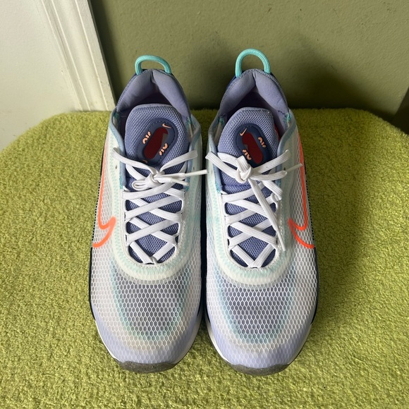 Nike Air Max DA2417-100 Youth Sneakers White and Blue with Orange Accents New - Picture 2 of 12